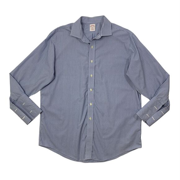 Brooks Brothers Shirt Mens 16.5 Cadet White Non Iron Cotton Striped French Cuff - Picture 1 of 9